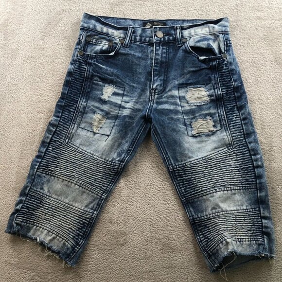 Road Narrows Womens Capri Jeans Size 16 Blue Denim Distressed Raw Hem Casual Y2K - Picture 14 of 15